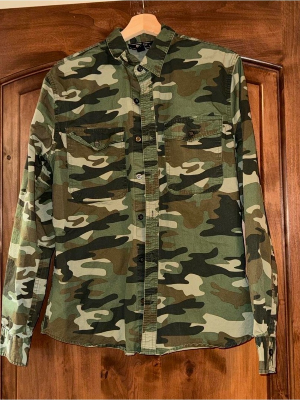 Forever 21 Men's Camo Button-Down Shirt - Green/Brown